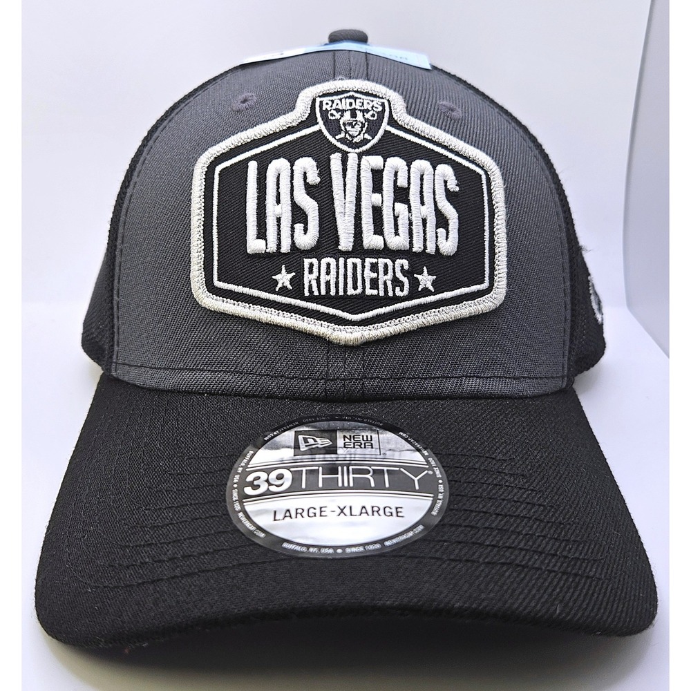 New Era 39THIRTY Las Vegas Raiders NFL 2021 Draft Hat Grey Black L/XL 60139151